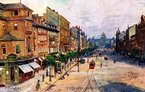Praag: Wenceslasplein (Vaclavske namesti) door Unbekannter Künstler