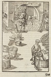 Zuivering van zilvererts door vuur - Gravure uit Beschrijving van de ertsen en de belangrijkste mijnbouwmethoden, door Lazarus Ecker door Unbekannt