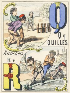 Q R: quilles, ricochets - Spelletjes Alfabet, ca. 1890 door Unbekannt