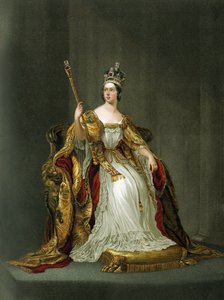 Koningin Victoria van Engeland in haar kroningsgewaden in 1837