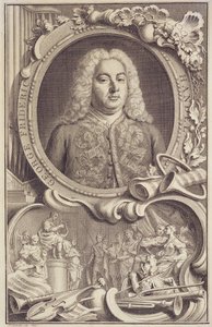 George Frederick Handel (1685-1759), frontispice voor "Israel in Egypt", gegraveerd door Jacobus Houbraken (1698-1780)