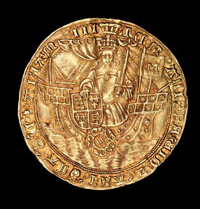 Zeldzame Engelse munt, gouden Ryal, Koningin Mary (Bloody Mary) in schip met zwaard en schild door Unbekannter Künstler