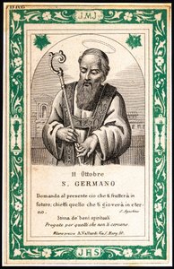Voorstelling van Sint Germain, begin 20e eeuw (prent)