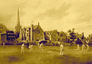Repton School vanaf het cricketveld door Unbekannter Künstler
