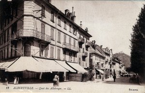 Rhone Alpes, Savoie (73), Albertville: uitzicht op de Quai des Allobroges - Ansichtkaart eind 19e-20e eeuw door William M. Timlin