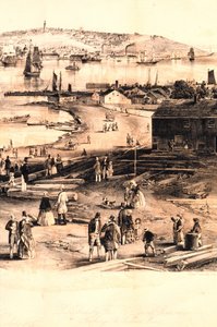Rechterkwartier detail van gravure van Portland Harbour
