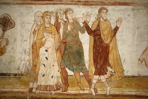 Saint-Savin abdij schilderij: Abraham en Lot scheiden, Saint-Savin-sur-Gartempe, Frankrijk door Unbekannt