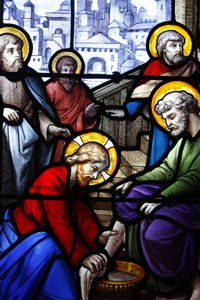 Saint Aignan Kerk: Jezus wast de voeten van zijn discipelen, Chartres, Frankrijk door Unbekannt