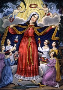 Sint-Catharina en de Catherinettes, midden 19e eeuw (prent)