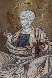 Sint-Pieter Mozaïek in de kathedraal Santa Maria Nuova 12e eeuw Monreale, Sicilië
