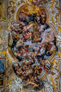 San Benedetto (St Benedictus) kerk, Catania, Sicilië (Italië). Plafondfresco detail (18e eeuw). (foto) door Unbekannt