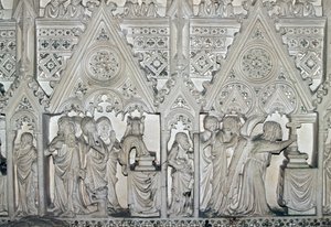 Sarcophagus van Pedro I (1320-1367) met scènes uit het leven van St. Bartholomeus, kerk van het Alcobaca klooster (UNESCO Werelderfgoedlijst) door Benjamin Baud