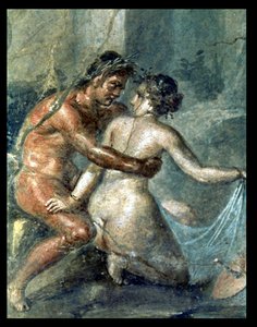 Sater en Maenade, detail van een muurschildering in Pompeii door Unbekannter Künstler