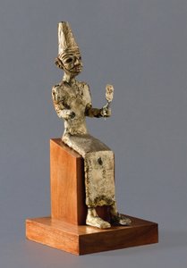 Zittend beeldje van Baäl, de Kanaänitische God van oorlog, Megiddo, ca. 1300-1200 v.Chr. door Unbekannt