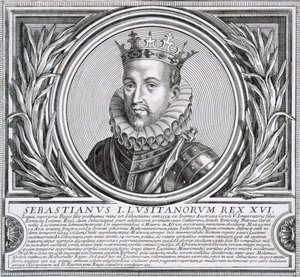 Sebastian van Portugal (litho) door Unbekannt
