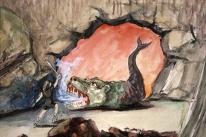 Siegfried die de draak Fafner doodt