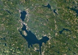 Siljan Meteor Impact Crater, Zweden, True Colour Satellite Image door Unbekannter Künstler