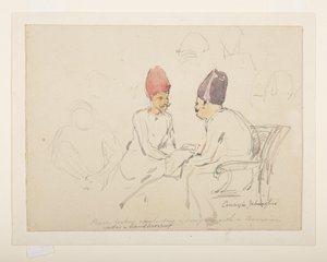 Schets van Sir Cowasji Jehangir (potlood & aquarel op papier)