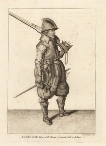 Soldaat uit de tijd van Koning Jacobus I bewapend met een caliver of haakbus door Unbekannt