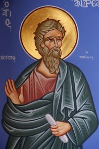 Sint-Andreafresco in de orthodoxe kerk van Pedoulas, 20150510, Pedoulas, Cyprus door Unbekannt