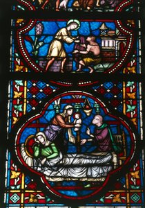 Glas-in-lood van de Kathedraal Notre Dame van Doornik, België door Unbekannter Künstler