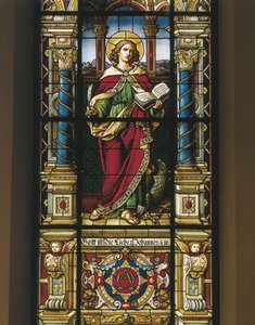 Glas-in-loodraam van Sint Johannes de Evangelist, Stockholm, Zweden door Benjamin Baud