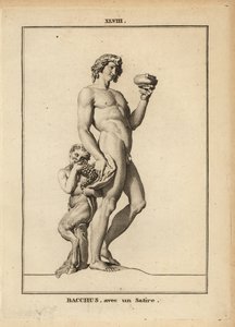 Standbeeld van Bacchus, de Romeinse god van de wijn, naakt met een sater