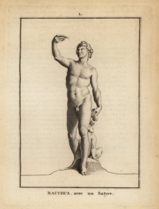 Standbeeld van Bacchus, de Romeinse god van de wijn, naakt met een sater door Unbekannt