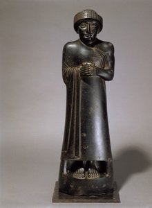 Standbeeld van Gudea, Prins van Lagash, Neo-Sumerisch, uit Telloh, oud Girsu, c.2130 v.Chr. (dioriet)
