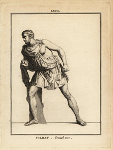 Standbeeld van een Romeinse soldaat, een slingeraar door Unbekannt