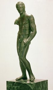 Statuette van een mannelijke bokser, Grieks, ca. 400-375 v.Chr. (brons) door Unbekannt