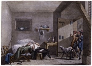 Zelfmoord van Condorcet, eind 18e eeuw (gravure)