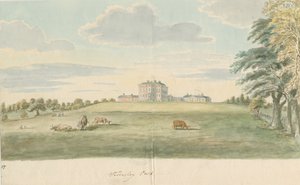 Teddesley Hall: aquarel, nd [laat 18e eeuw] door Unbekannt