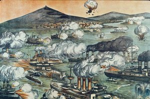 De Slag bij Port Arthur op 08/02/1904 (gravure) door Unbekannter Künstler