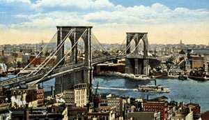 De Brooklyn-brug, New York door Unbekannter Künstler