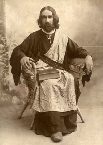De Goddelijke Genezer Schrader, Temple, Texas, ca. 1888 (zwart-wit foto)