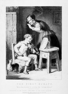 De eerste schram, gravure door Unbekannt
