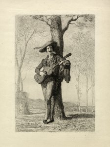 De Gitarist, Frankrijk, ca. 1870 (gravure) door Unbekannter Künstler