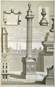 Het monument ontworpen door Christopher Wren door Unbekannt