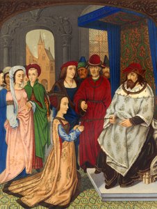 De Koningin van Sheba voor Koning Salomo na een 15e-eeuwse illustratie door Unbekannter Künstler