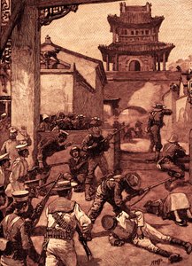 De oorlog in China: Het gevecht bij Tientsin door Unbekannter Künstler