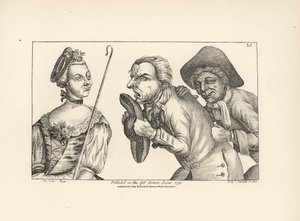 De komische figuren van Cimon en Mopsus met de mooie Phillida. Uit Colley Cibber