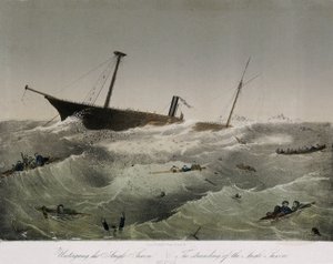 Het falen van de Anglo Saxon in Newfoundland (Canada). Lithografie door F. Sala et Co