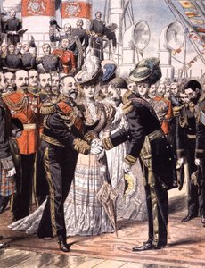 De Franse vice-admiraal Caillard ontvangen door Eduard VII (1904) door Unbekannter Künstler