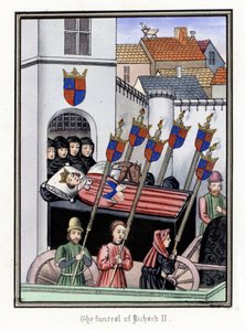 De begrafenisstoet van Koning Richard II van Engeland (1367-1400), vertrekkend van het kasteel van Pontefract naar de kathedraal van Saint Paul van Londen (Engeland) door Unbekannter Künstler