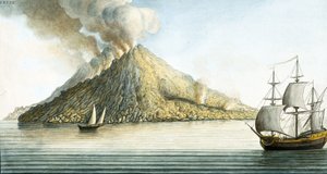 Het eiland Stromboli, Sicilië door Unbekannter Künstler