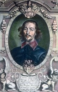 De burgemeester van de stad Maagdenburg, Otto von Guericke, ook bekend als politicus, advocaat, natuurkundige en uitvinder door Unbekannter Künstler