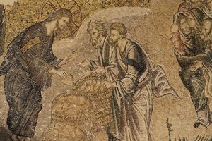 De vermenigvuldiging van broden, mozaïek, Chora kerk museum door Unbekannt