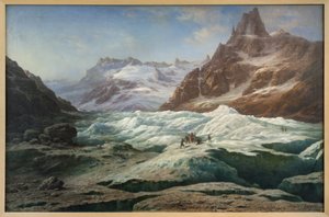 De zee van ijs, olieverfschilderij op doek door Claude Hugard de la Tour (1818-1886), die een uitzicht op de Alpen voorstelt door Unbekannter Künstler