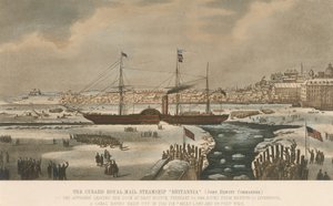 Het stoomschip Britannia, van de Cunard Company, verlaat de dokken van Boston (VS) op 3 februari door Unbekannter Künstler